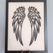 Obraz skrzydła anielskie drewniane czarne w ramie 30x40 3D