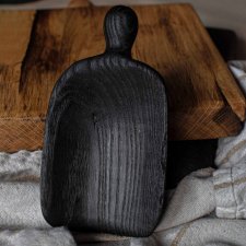 Rzeźbiona drewniana miarka, czerpak drewniany czarny Woodwasp