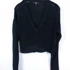 Missguided cienki czarny sweterek crop / M