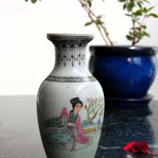 Chiński wazon, porcelana chińska, dama, gejsza, vintage, lata 60, 70
