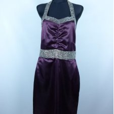 Satynowa sukienka mini wiązana na szyi / XL