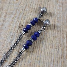 Kolczyki - lapis lazuli z łańcuszkami