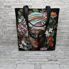 Torebka damska shopper torebka na ramię zamykana gobelin - afryka