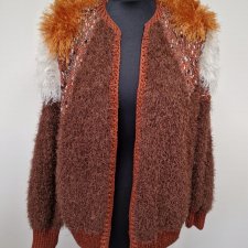 sweter handmade brązowy długi rękaw vintage