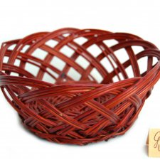 Koszyk, okrągły koszyczek wiklinowy, bordowy, czerwony 15 cm