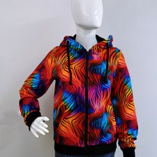 Bluza damska rozpinana z kapturem kolorowa zebra