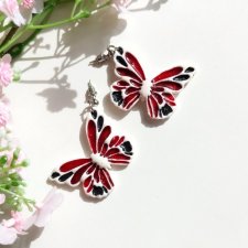 Kolczyki czerwono-czarne motyle