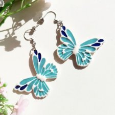 Kolczyki duże niebieskie motyle
