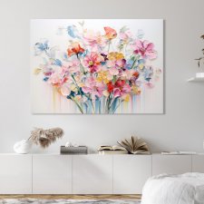 Obraz na płótnie - Kolorowe kwiaty - 100x70 cm  (1-0325)