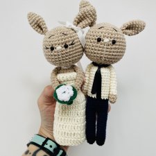 Młoda Para króliczki maskotki ślubne prezent handmade