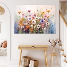 Obraz na płótnie - Kolorowe kwiaty - 100x70 cm  (1-0327)