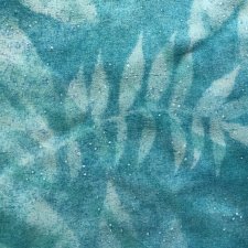 Silk scarf  - LEAVES in BLUE  - duża chusta / apaszka jedwabna ręcznie   malowana - 114 x 114  żorżetta mgiełka