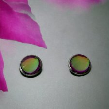 Kolczyki-sztyfty NEON w kolorze srebrnym - fuksjowe oczka