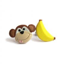 Śmieszne Kolczyki Małpka i Banan