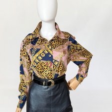 Jedwabna koszula vintage 80's eklektyczne wzory