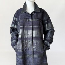Zaspel skórzana haftowana kurtka/płaszcz vintage 80's