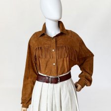 Skórzana koszula z frędzlami western