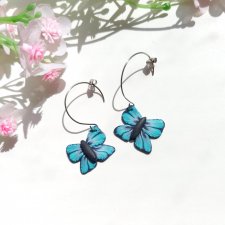 Kolczyki małe niebieskie motyle