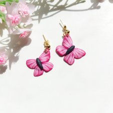 Kolczyki różowe małe motyle