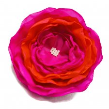 Broszka fuksja z czerwienią kwiatek kwiat 10cm