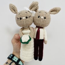 Młoda Para króliczki maskotki ślubne prezent handmade