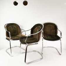 Komplet modernistycznych krzeseł, proj. Gastone Rinaldi, Włochy lata 70.