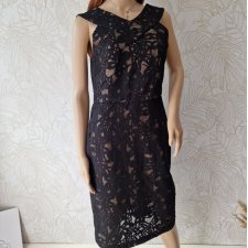 Oasis mała czarna koronkowa sukienka eleganca dopasowana kobieca M L