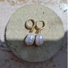 Złote kolczyki z naturalnymi perłami w kształcie kropli, srebro 925