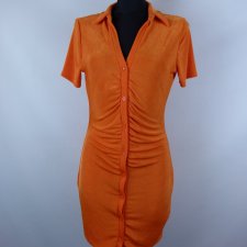 Primark pomarańczowa sukienka mini na guziki / M