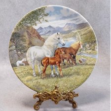 PORCELANOWY KOLEKCJONERSKI TALERZ Konie Davenport Pottery Welsh Mountain Ponies