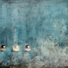 Obraz na płótnie - Niebieska Abstrakcja z Kulami - 100x70 cm  (1-0344)