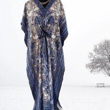 Piękna luźna długa sukienka tunika Hippie Boho ściągana w pasie - rozmiar uniwersalny