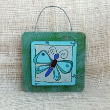 Obrazek na drewnie Blue Butterfly