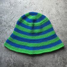 Bawełniany letni kapelusz w paski zielono niebieskie