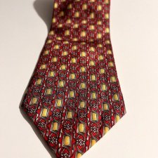 Carroll & Co Beverly Hills Krawat 100 % jedwab naturalny  czerwony złoto - żółty