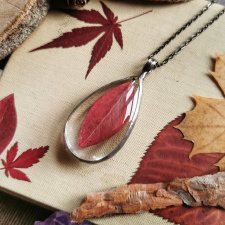 Bordowy liść jesienny kropla