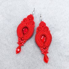 "Verra" czerwone romantyczne eleganckie kolczyki sutasz z kryształkami