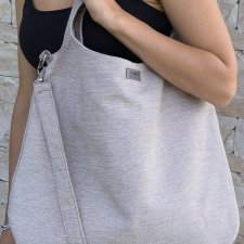 Duża beżowa damska xxl torba boho worek shopper