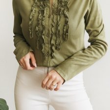 Zamszowa koszula khaki S/M