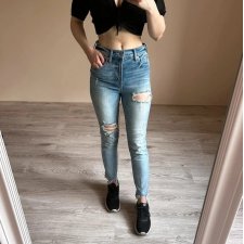 GAP XS 34  Jasne jeansy dżisny obcisłe wysoki stan skinny strzępienia przetarcia obcisłe