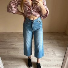 Zara XS 13 14 lat jeansy dżinsy spodnie wide culotte proste z wysokim stanem