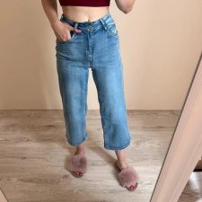 Denim XS 34 Jeansy dżinsy z wysokim stanem jasne old money proste 3/4 bawełniane szerokie