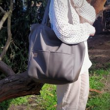 Lazy bag Pocket torba taupe ekoskóra oversize