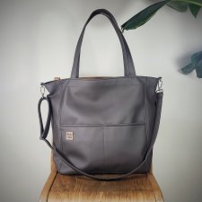 Lazy bag Pocket torba taupe ekoskóra oversize