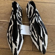 ZARA - SKÓRZANE BALERINY - ZEBRA - 37