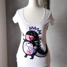 T-shirt z naszytym stworkiem kawaii XS S