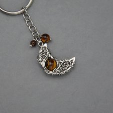 Breloczek brelok księżyc tygrysie oko wire wrapping