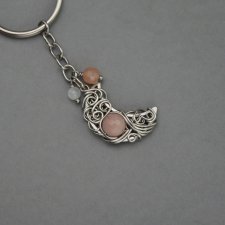 Breloczek brelok księżyc kamień słoneczny i księżycowy wire wrapping