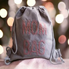 MOM BAG szary workoplecak z haftem