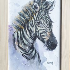 Obraz ręcznie malowany "Zebra" +rama